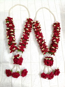 Ensemble de guirlande artificielle de mariage de 2 pièces Varmala pour la mariée marié Rose Haar pour l'honneur d'invité de mariage Nikah Haar Sikh Milni Mala - Product Image 6