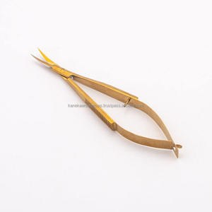 กรรไกรตัดหนังกำพร้าสแตนเลสสตีลทรงโค้งแบบมืออาชีพของรัสเซีย ด้ามจับแบนสีทอง แข็งแรง ทนทาน พร้อมสปริงขนาดเล็ก สำหรับทำเล็บ - Product Image 1