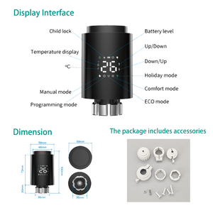 Vanne thermostatique de <span class=keywords><strong>radiateur</strong></span> Zigbee, contrôle de température programmable, système de maison intelligente, certifié CE/ROHS - Product Image 1