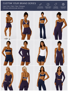 Conjunto de Ropa de Yoga Sexy con Cuello Halter para Mujer, Leggings con Cintura en V, Bolsillos Laterales, Ribete en Contraste, Conjunto de 2 Piezas para Gimnasio y Entrenamiento, Logotipo Personalizado - Product Image 5