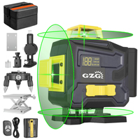 Usage professionnel 4D lumière verte ligne croisée niveau laser rotatif industriel 16/12 lignes à piles