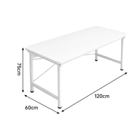 Table blanche moderne avec pieds en métal, bureau minimaliste pour bureau à domicile, salle d'étude, cuisine et salle à manger