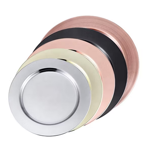 Assiette à dîner de luxe occidentale Assiette ronde argentée Plat à rôtir en acier inoxydable doré Plateau de viande rôtie et toute utilisation - Product Image 5