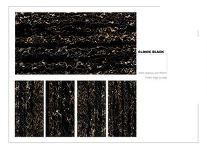 Azulejos de Porcelana Pulidos de Alto Brillo CLONIC BLACK de 600x1200 mm, 9 mm de Grosor, Vitrificados, para Pisos Interiores, Diseño Europeo Moderno - Product Image 2