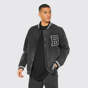 Veste universitaire de Style Baseball de haute qualité pour hommes vêtements de sport à la mode laine tissu manches en cuir véritable vestes Letterman - Product Image 1