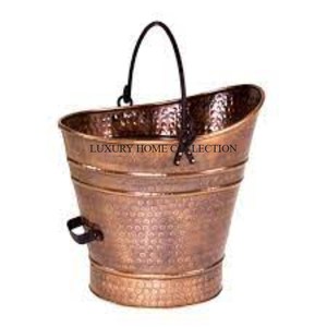 Elegant farmhouse-style metal charcoal <b>bucket</b> with distressed finished ideal for outdoor grilling and <b>fire</b> pit maintenance - Product Image 1