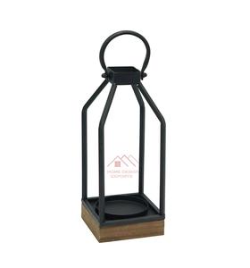 Set of 2 Black Metal Candle Holder with <b>Glass</b> Votive Handmade Metal Candle Lantern - Product Image 2