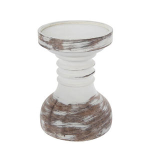 Wholesale Farmhouse Style White Washed Candle Stand Decorative Distressed Wood <b>Pillar</b> Holder for Tabletop Display Candle <b>Pillar</b> - Product Image 1