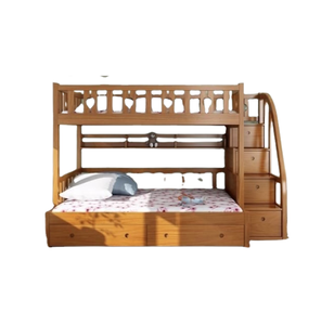 Litera Versátil y funcional con cajones de almacenamiento Litera de madera maciza Cama doble fabricada en Indonesia - Product Image 1