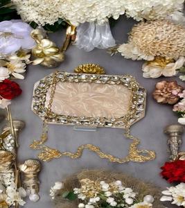 Designer Resin Metal Clutch <b>Bag</b> for Ladies Rhinestone Decorated Purse for Wedding Parties and Fashion Events - Product Image 1