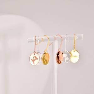 Boucles d'oreilles fleur de naissance Boucles d'oreilles chevalières florales personnalisées Boucles d'oreilles pendantes en argent sterling 925 plaqué or 14 carats cadeau - Product Image 2
