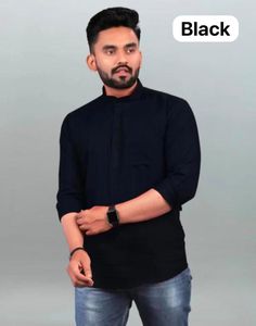 Wedding Party Causal Wear Cotton Men Kurta Hand Drawn Printing for All Sizes New <b>Presenting</b> Fashionable Trend Light Weight - Product Image 1