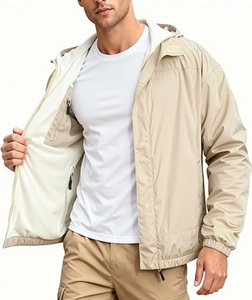 Veste Softshell en polaire imperméable et coupe-vent pour homme avec capuche amovible, veste bomber réversible coupe-vent - Product Image 1