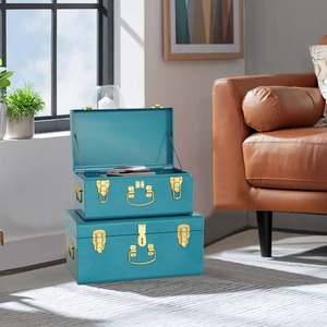 Baúles Decorativos Azules con Cerraduras Doradas, Cajas de Almacenamiento - Product Image 2