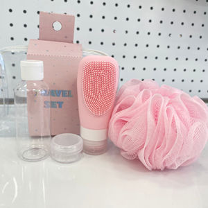 แปรงทำความสะอาดใบหน้าทำจากพีวีซี PU ชุดเครื่องสำอางสำหรับอาบน้ำพร้อมภาชนะพลาสติกฟองน้ำบริการ OEM & ODM - Product Image 1