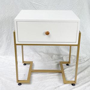 Contemporary Rubber Wood & Iron Legged LEDA Side Table TDG68045 - Product Image 3