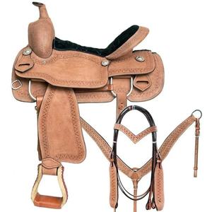 Western Barrel Racing Trail Headstall Collier de poitrine en cuir de qualité supérieure Rênes Selle de cheval Tack Selle de cheval d'Inde - Product Image 1