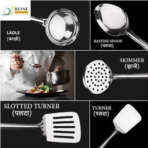 Juego de cucharas de cocina de 3 piezas de acero inoxidable de gran venta, contiene cucharón Turner Skimmer, juego esencial de cocina para el hogar - Product Image 6