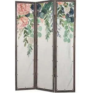 Meilleure qualité en bois 3 panneaux blanc marron fleur diviseur mural chambre salon salle de jeux mur changeant écran diviseur pour la maison - Product Image 1