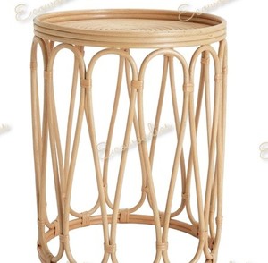 Tabouret en rotin de bambou intérieur et extérieur avec console en incrustation d'os Muda pouf pour la maison, le salon ou le bureau - Product Image 5