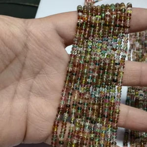 Cuentas Redondas Lisas de Turmalina Natural Multicolor de 2.5mm-5mm, Hebras de Alta Calidad, Multicolor, Certificadas por GAC, Marca M.Y.GEMS - Product Image 1