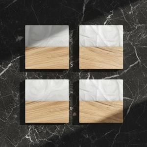 Juego de Posavasos Cuadrados Decorativos de Resina y Madera Hechos a Mano con Diseño Moderno de 350 mm de Diámetro para Protección de Mesa y Decoración del Hogar - Product Image 6