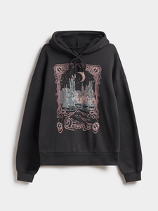 Sudadera con Capucha Oversize de Mujer con Gráfico de Calavera Gótica, Estilo Urbano, de Forro Polar, Informal, para Invierno, de Ako - Product Image 3
