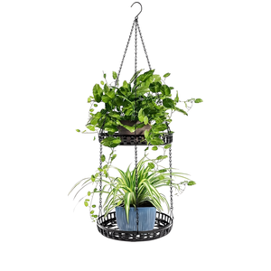 Panier suspendu décoratif en métal support pour jardinière support noir pour pot de plantes chaîne suspendue pour jardinière de fleurs avec crochet au plafond - Product Image 1