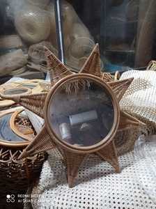 Marco de mimbre decorativo para el hogar, espejo de pared con forma de flor redonda, Color marrón, negro y blanco, hecho a mano, el mejor precio - Product Image 6