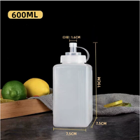 Bouteille de Sauce à Nez Pointu de Grand Calibre Bouteille de Sauce Tomate Bouteille de Miel en Plastique Transparent de Ménage 600ml