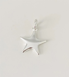 Estrella hinchada de plata de ley grande para collar, colgantes y dijes de joyería fina - Product Image 2