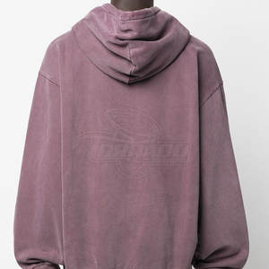 Vêtements d'hiver à capuche délavés à l'acide Vêtements de mode en polyester/coton Veste à capuche de couleur unie - Product Image 4