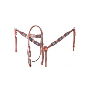 Ensemble de cuirasse à une oreille fait à la main cheval occidental perlé avec franges colorées tack de course équestre - Product Image 2