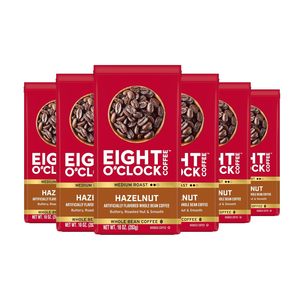 Café Eight O'Clock con Nuez, Tueste Medio, Granos Enteros, Cremoso, Suave y con Toque de Nuez, 100% Arábica, 10 Onzas (Paquete de 6) - Product Image 1