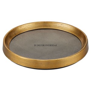 Bandeja para servir frutas y dulces de forma redonda de Metal resistente de diseñador elegante único chapado en oro y acabado en plata de alta demanda - Product Image 1