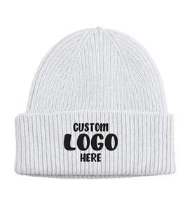 2024 hiver Logo personnalisé broder unisexe tricoté couleur unie chaud homme casquette blanc chapeau bonnet - Product Image 6