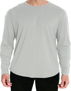 Crew Fitness T-shirts à coupe décontractée pour hommes en coton lourd avec manches longues Tissu tricoté à la mode avec broderie fine Logo de la poitrine - Product Image 3