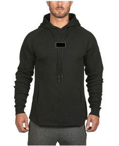 Sweat-shirt à capuche noir pour homme, coupe classique, manches longues, couleur unie, avec poche, décontracté, respirant, en molleton bouclette, pour l'automne - Product Image 1
