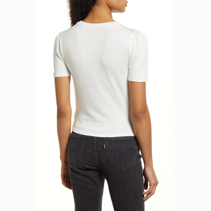 Custom Women's 94% Viscose 6% Elastane Twist Front Crewneck High Quality New Style Viscose for Women Ladies T-shirt para hombres - Product Image 2