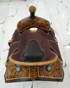 Juego de sillín inglés de alta calidad para equitación de cuero genuino occidental y barril Racing Horse Tack importado - Product Image 4