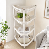 Étagère de rangement triangulaire multi-niveaux, support d'angle en plastique, étagère roulante utilitaire