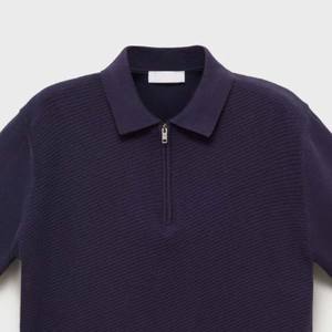 Camiseta de verano para hombre con media cremallera de talla grande para Polos, venta al por mayor, Camiseta de algodón 100% transpirable, camiseta de manga corta de Color sólido - Product Image 2