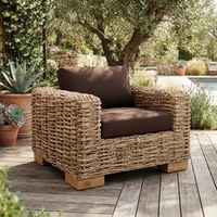 Fauteuil de jardin en rotin tressé à la main, moderne, portable, durable, avec coussin premium, écologique, pour terrasse et jardin