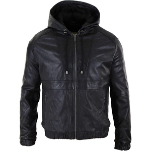 Chaqueta Bomber de Cuero Personalizada para Hombre, Cuello en V, Cierre de Cremallera, Exterior de Seda, Ropa Casual de Invierno, Suave y Transpirable, Patrones 3D/Puntos - Product Image 5