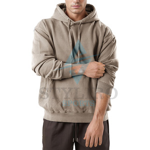 Sweat à capuche vintage oversize 100 % coton de haute qualité pour homme, personnalisable avec logo, coupe lourde, délavage acide - Product Image 3