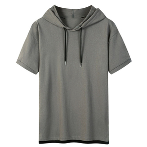 Venta al por mayor Streetwear Estilo Hip Hop Hombres Camiseta de manga corta 100% Algodón Loose fit Impreso Camiseta para hombres con capucha - Product Image 5