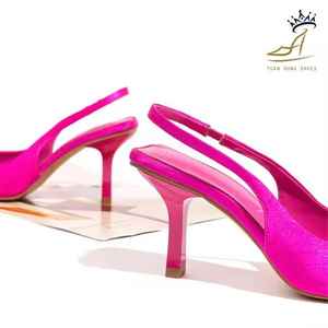 Chic PU Slingbacks con tacón de aguja, papel Premium, satén y material de PU - Product Image 5