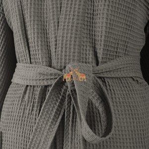 ชุดคลุมสำหรับเพื่อนเจ้าสาวชุดคลุมอาบน้ำสไตล์กิโมโนแขนยาวทำจากผ้าฝ้ายสีเทาล้วน - Product Image 5