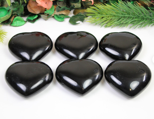 Corazón de obsidiana negra, venta al por mayor, piedra preciosa de cristal natural, curación, obsidiana negra, corazón hinchado para decoración y regalo - Product Image 3