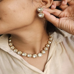 ชุดต่างหูสร้อยคอเพชรสวิสทองเหลืองชุบทองระดับพรีเมี่ยมสุดหรูชุดเซอร์โคเนียสำหรับงานแต่งงานของขวัญวันครบรอบ - Product Image 1